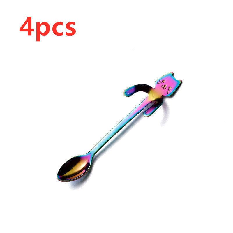 Coffee spoon, 304 creative stainless spoon, dessert spoon, cute cartoonhandle, hangingfeces coffee spoon