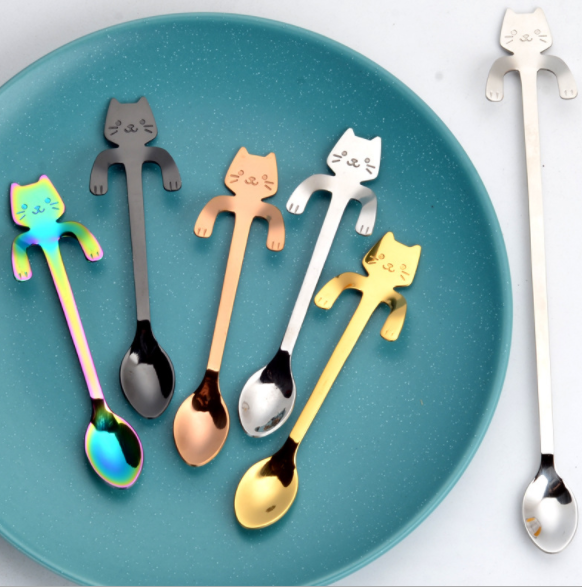 Coffee spoon, 304 creative stainless spoon, dessert spoon, cute cartoonhandle, hangingfeces coffee spoon